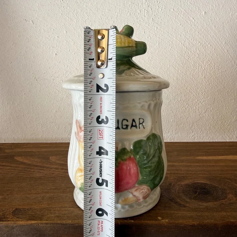 Ceramic Flour Sugar Canister Set Vegetable Kitchen Decor Grandmacore Missing Lid